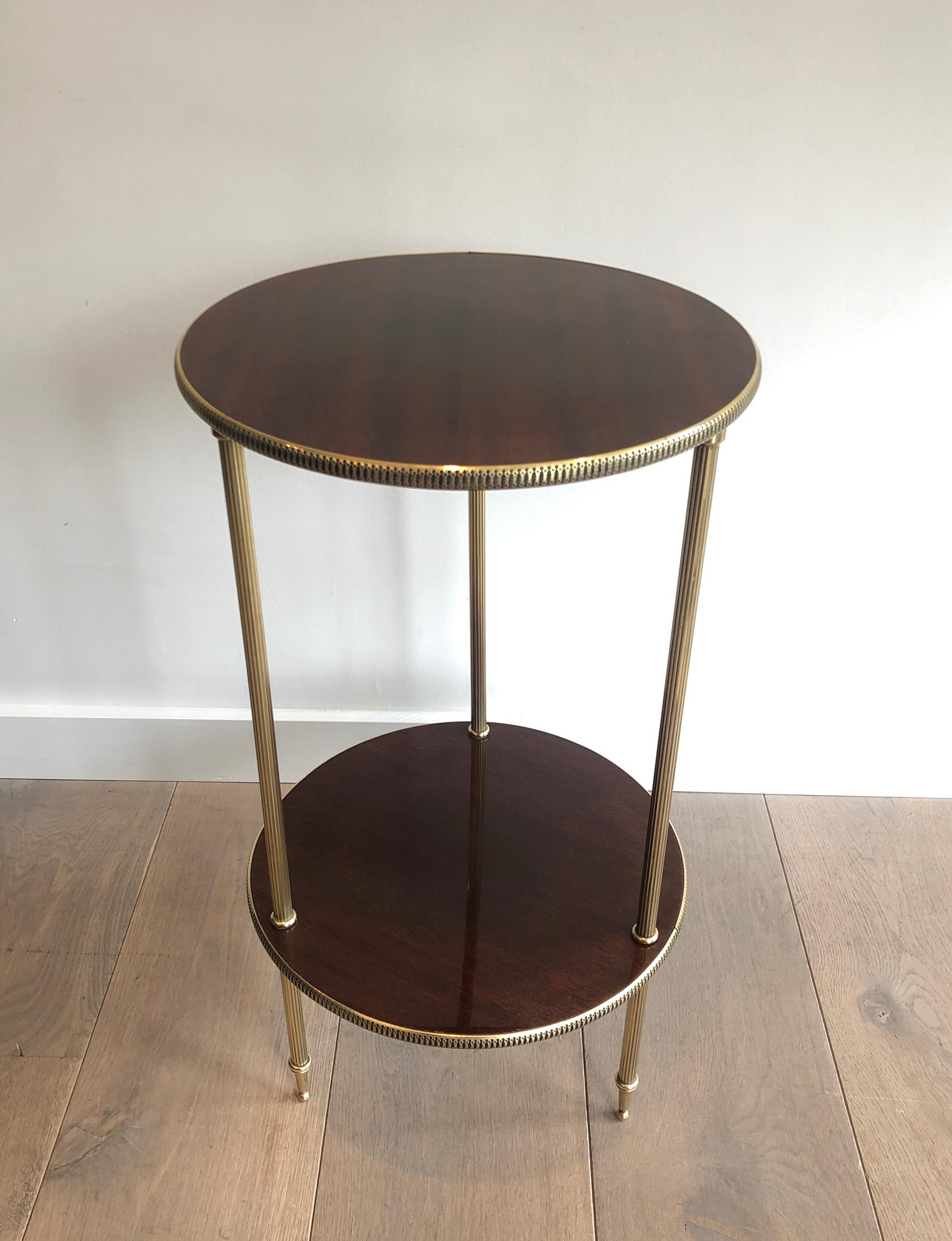 Round Mahogany and Brass Side Table, French, circa 1950 9