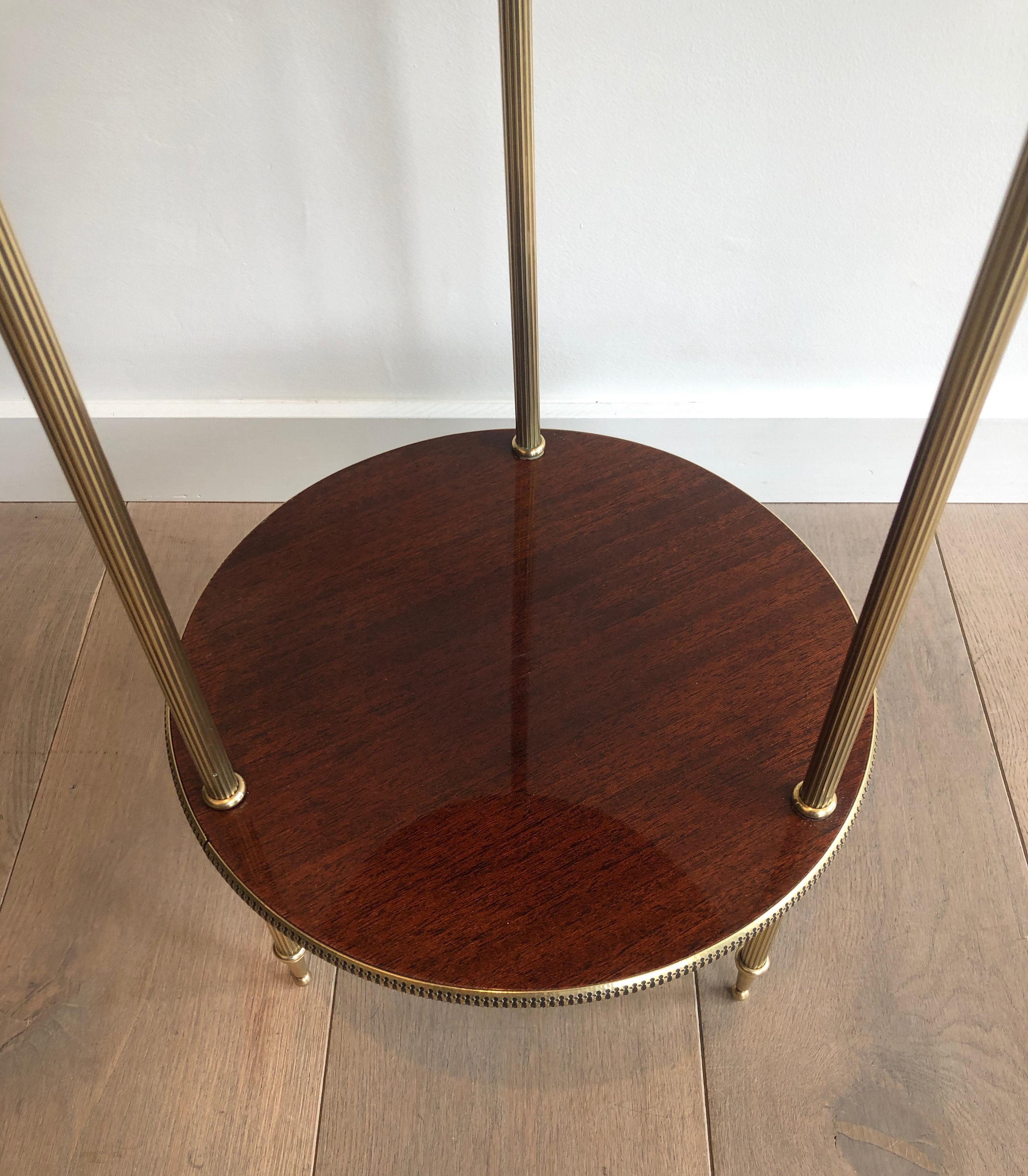 Round Mahogany and Brass Side Table, French, circa 1950 1