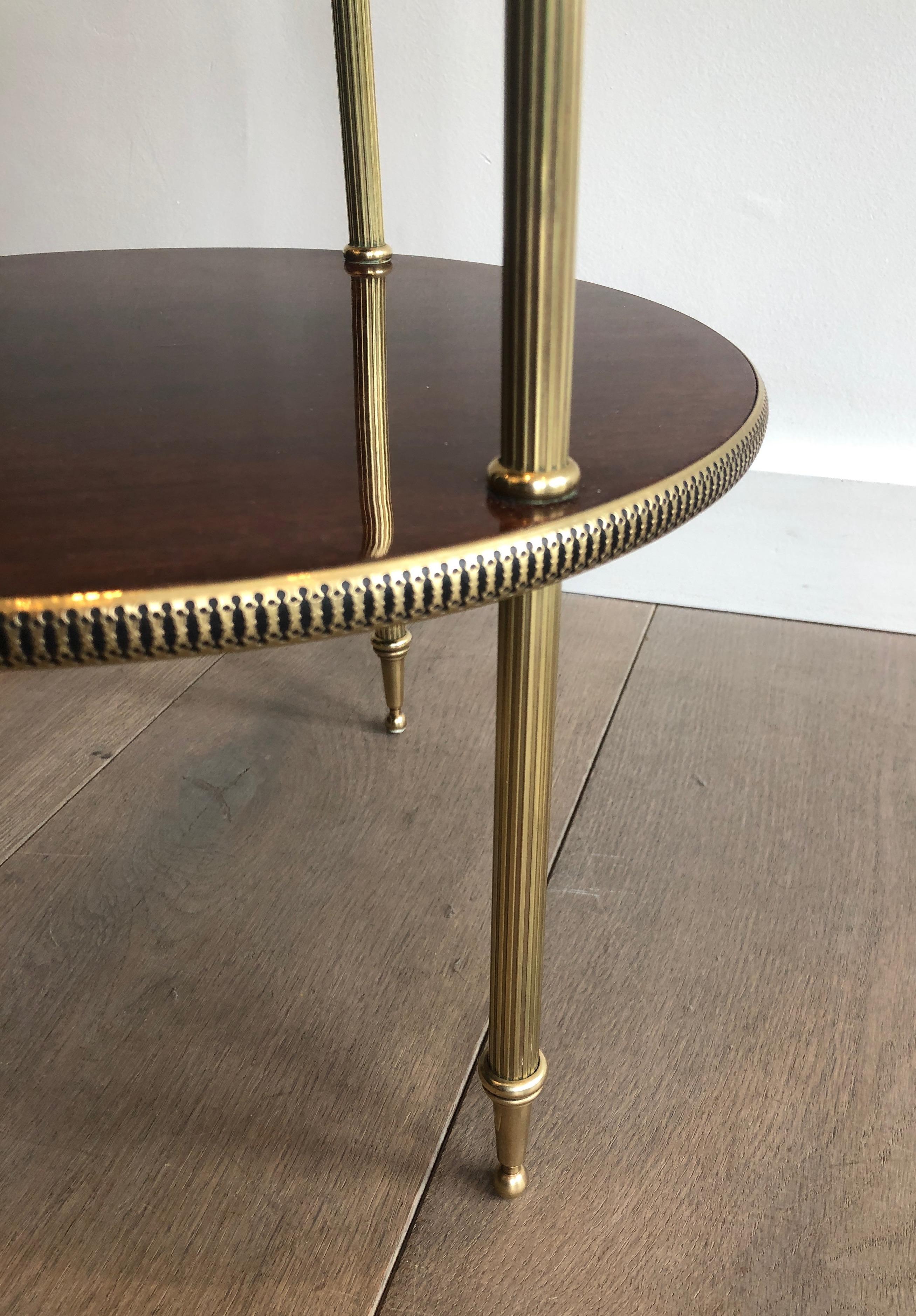 Round Mahogany and Brass Side Table, French, circa 1950 3