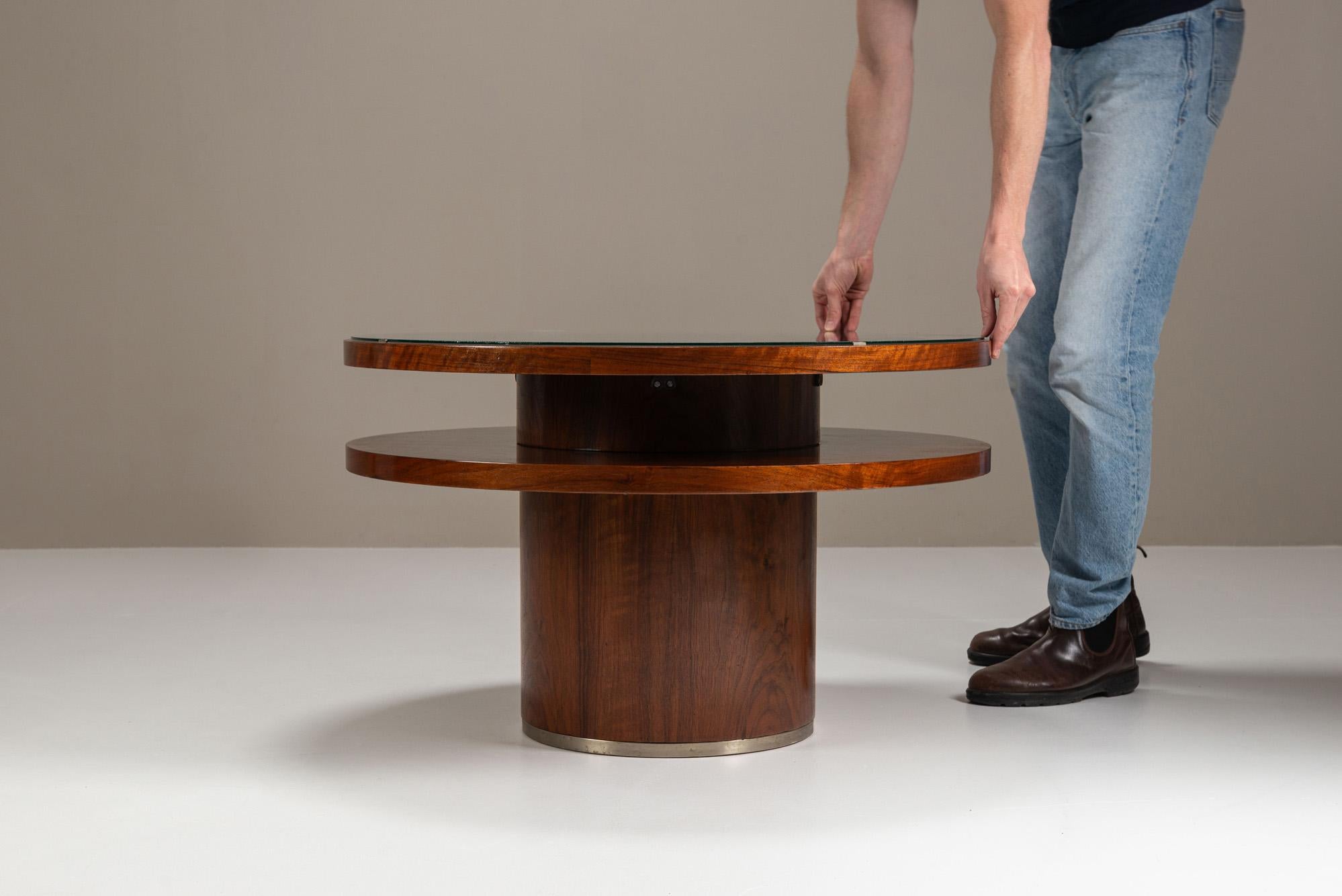 Mid-20th Century Round Mahogany Art Deco Coffee Table, 1930s For Sale