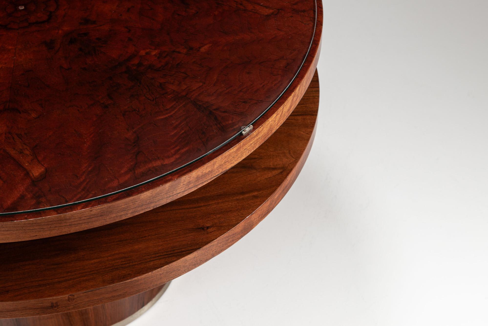 Round Mahogany Art Deco Coffee Table, 1930s For Sale 3