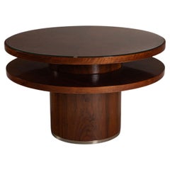 Round Mahogany Art Deco Coffee Table, 1930s