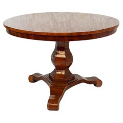 Round Light Brown Mahogany Center Table From the Early 20th Century