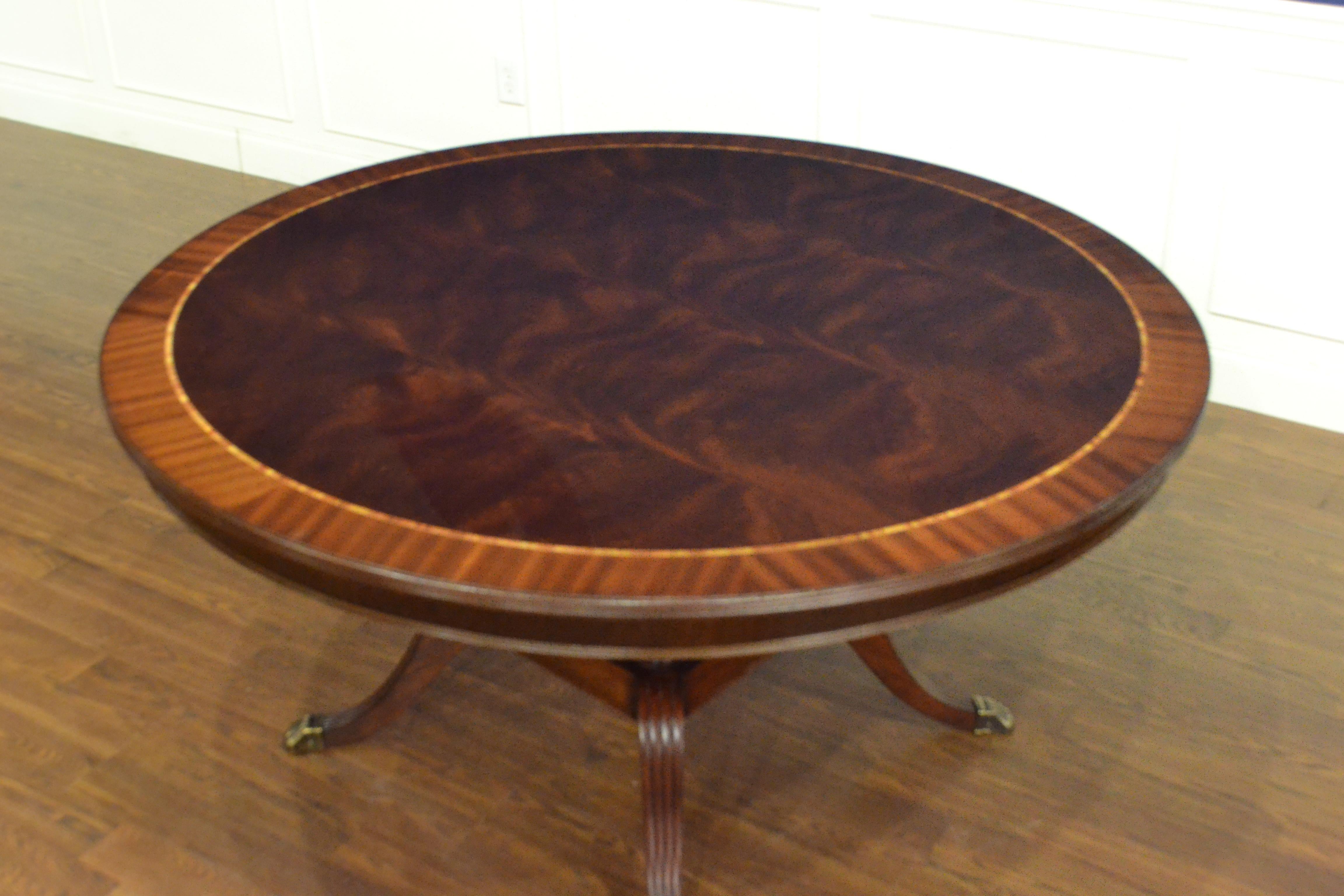 Round Mahogany Georgian Style Dining Table by Leighton Hall In New Condition In Suwanee, GA