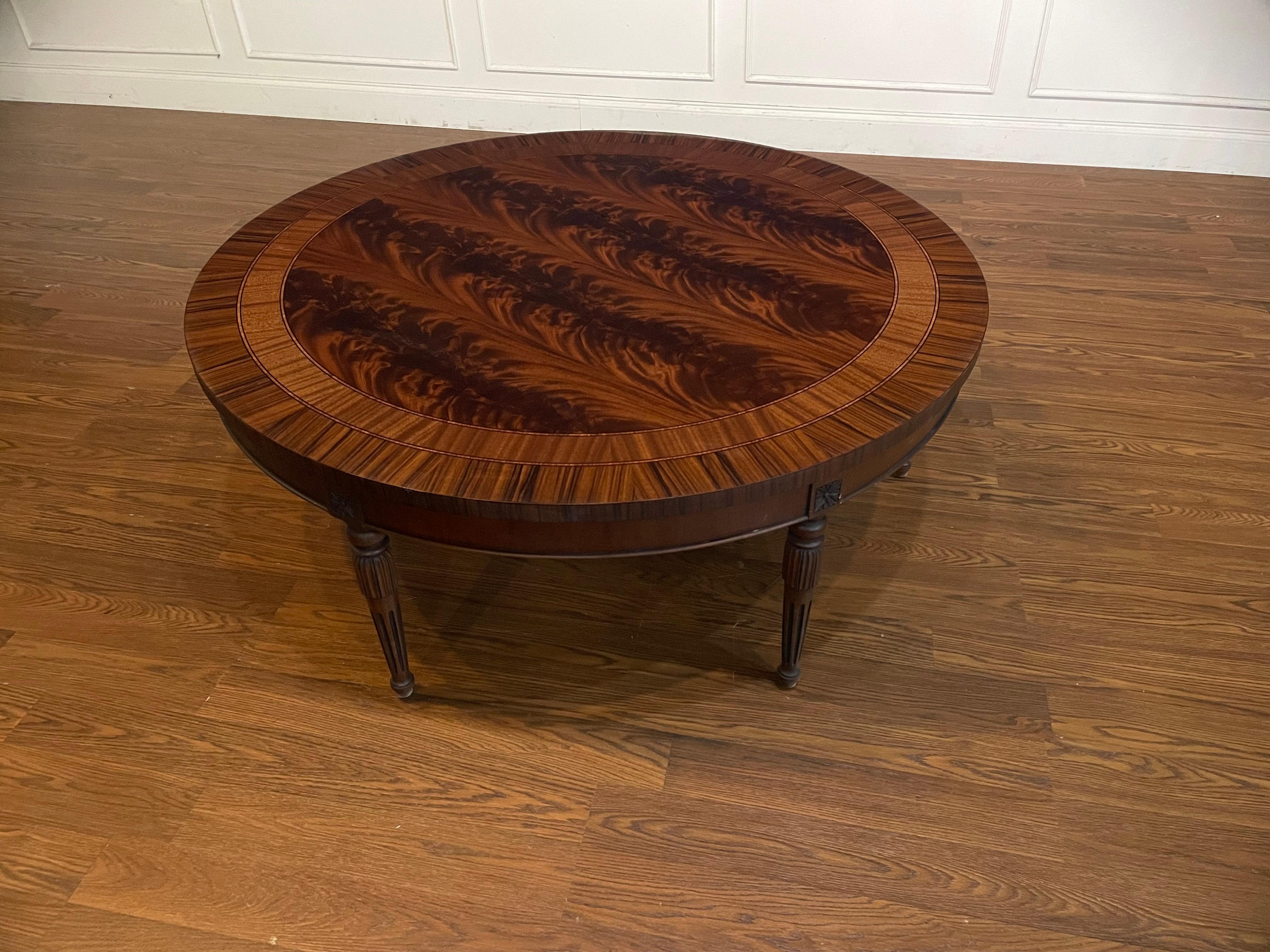Georgian Round Mahogany Regency Style Coffee Table by Leighton Hall For Sale
