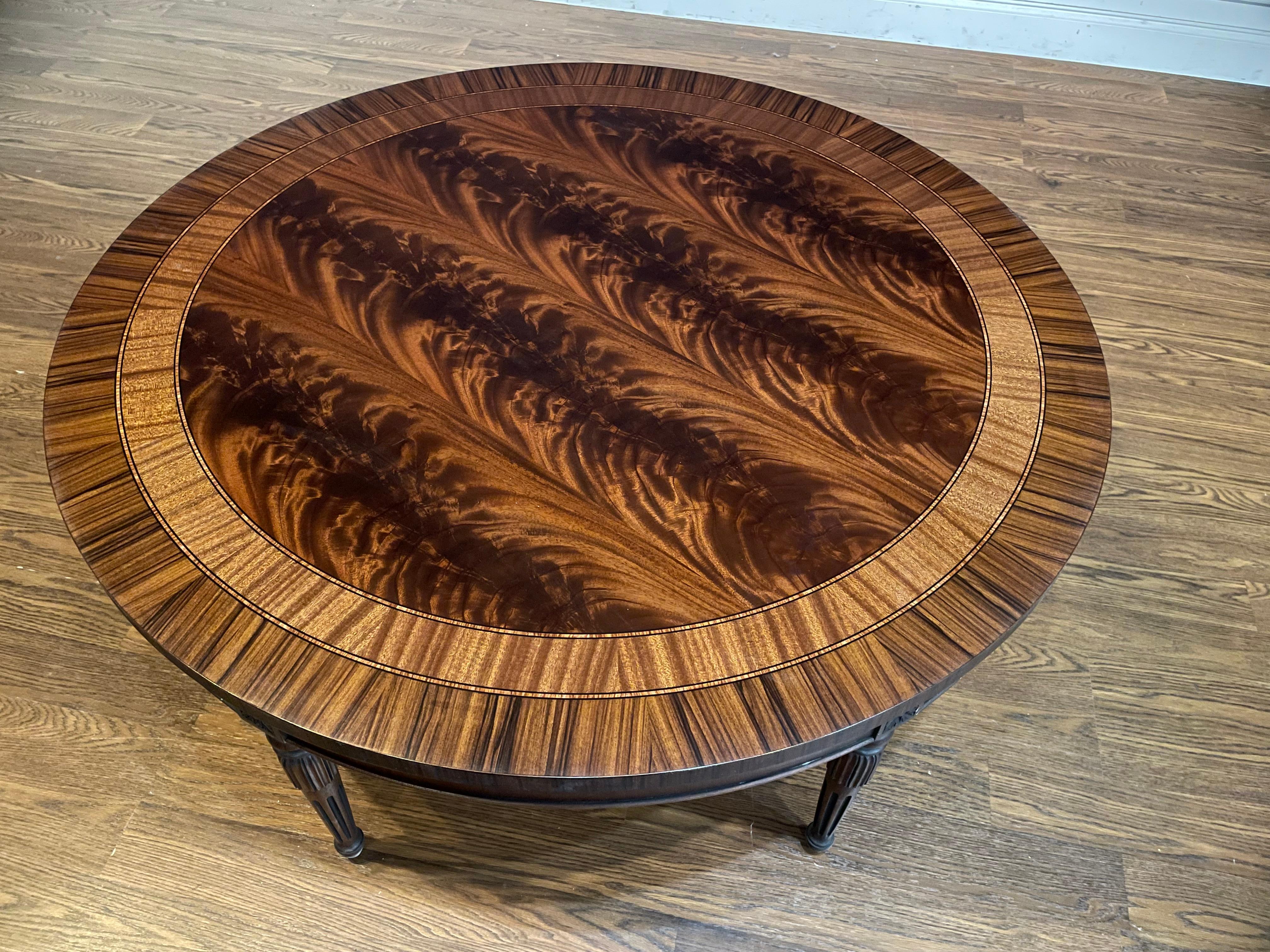American Round Mahogany Regency Style Coffee Table by Leighton Hall For Sale