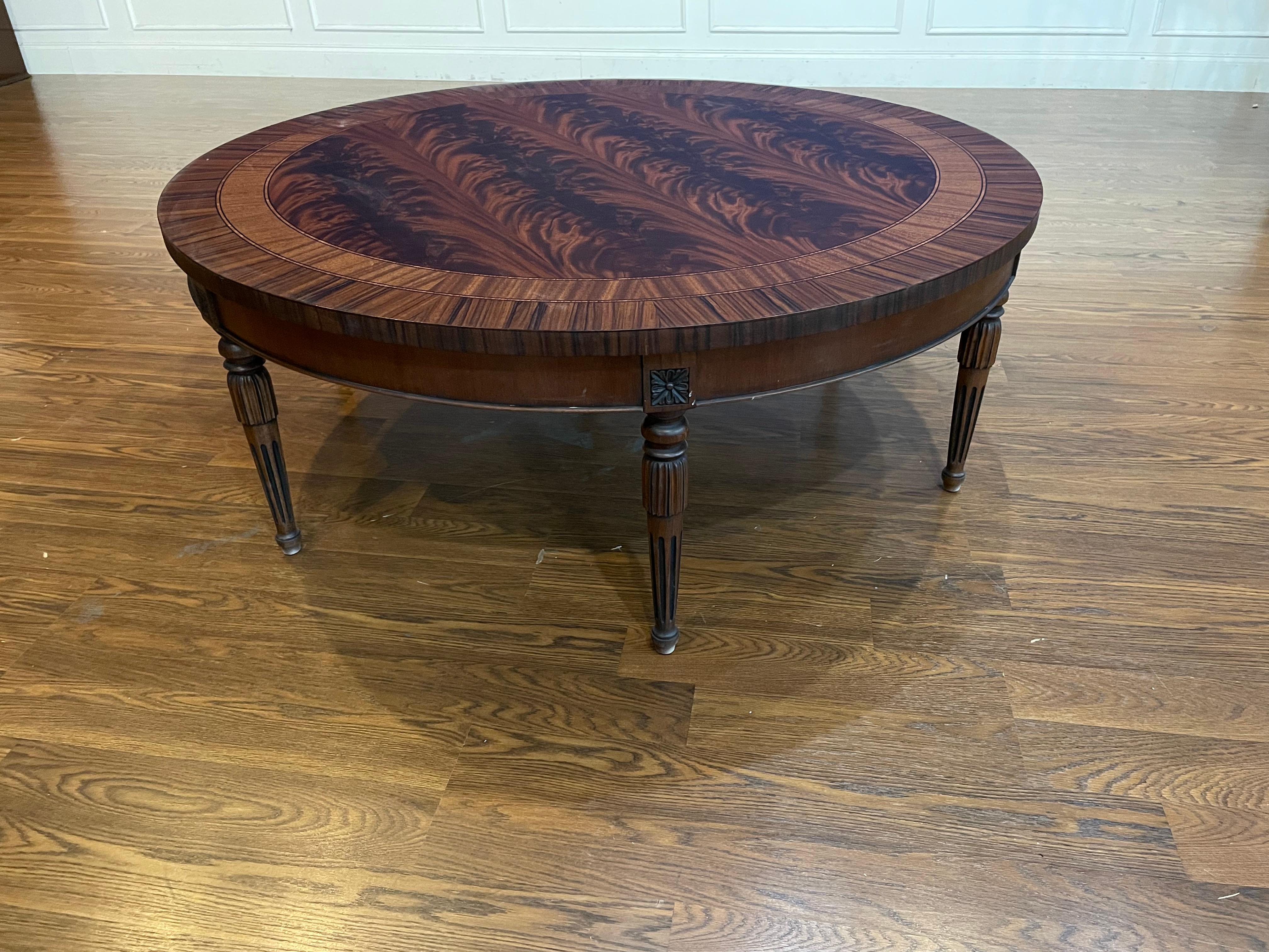 Round Mahogany Regency Style Coffee Table by Leighton Hall In New Condition For Sale In Suwanee, GA