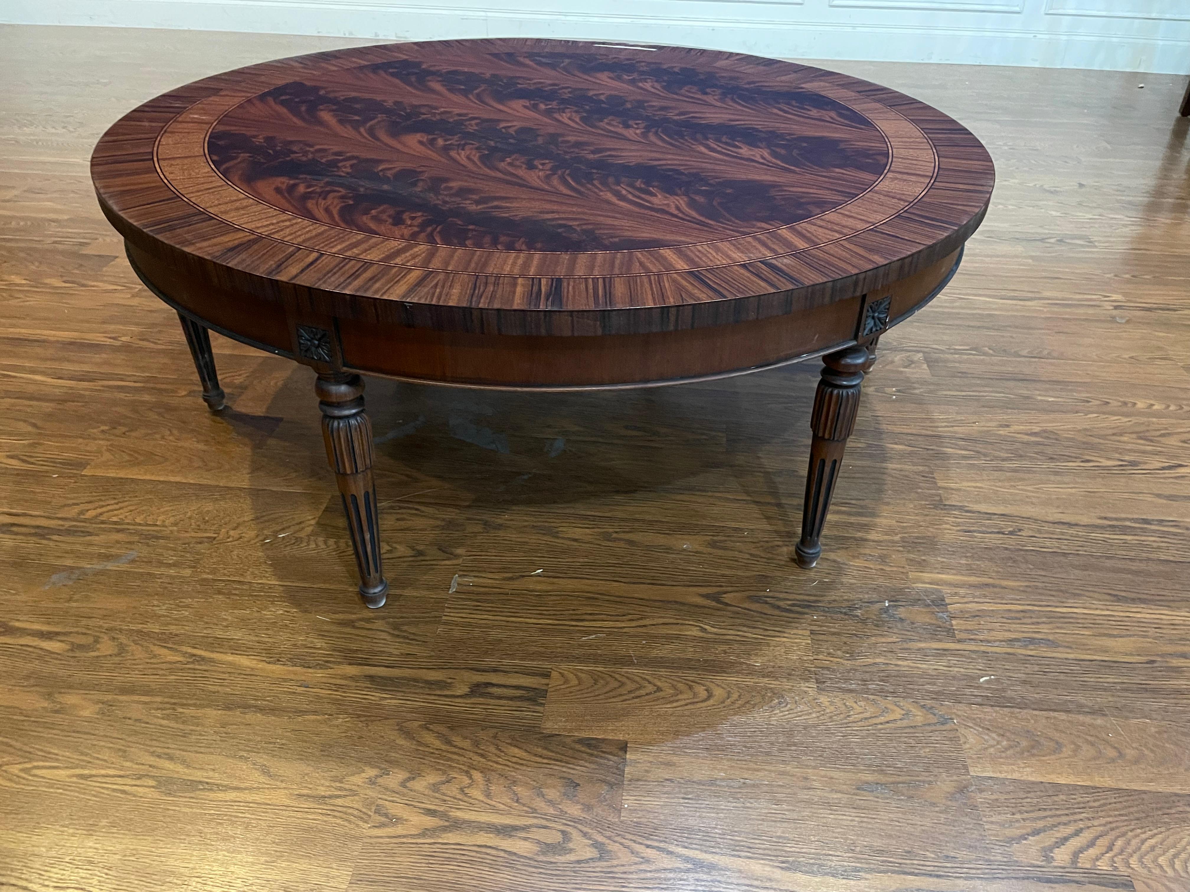Contemporary Round Mahogany Regency Style Coffee Table by Leighton Hall For Sale