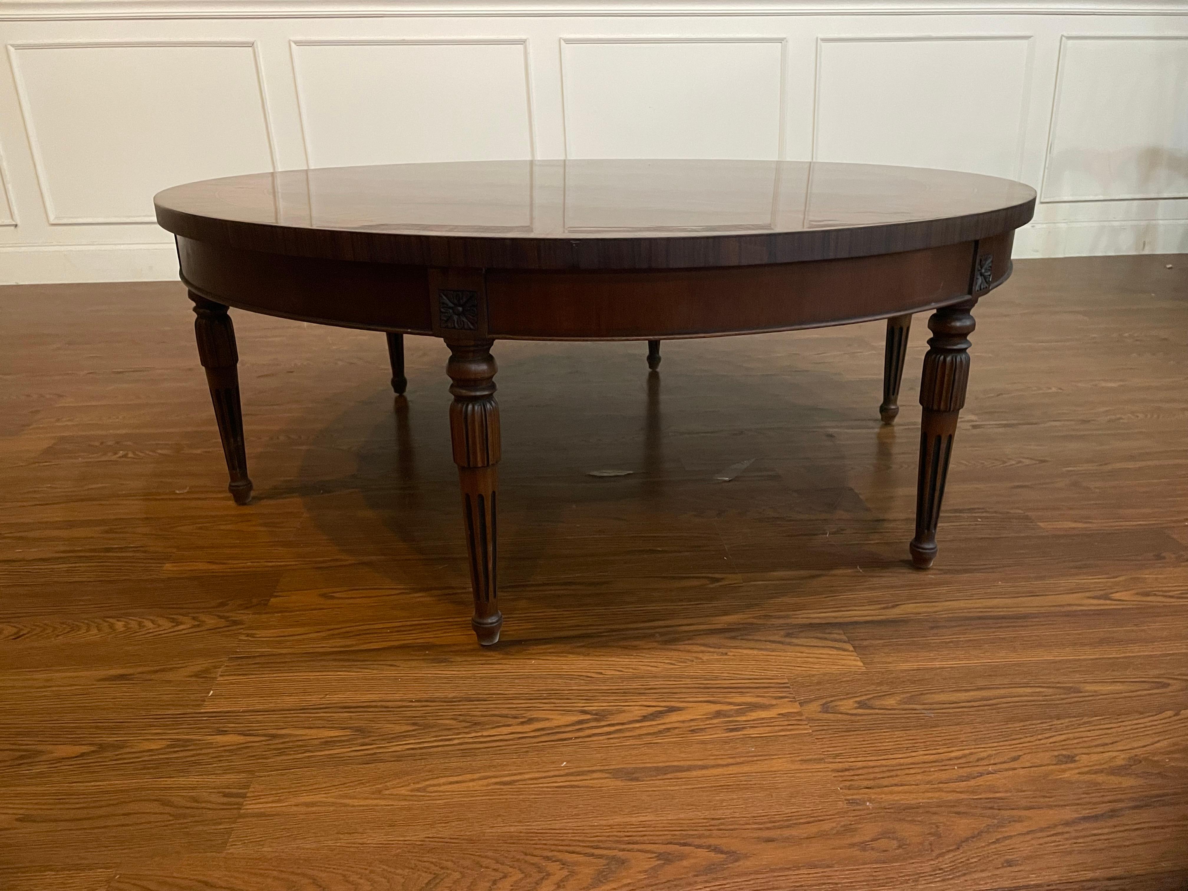 Round Mahogany Regency Style Coffee Table by Leighton Hall For Sale 1