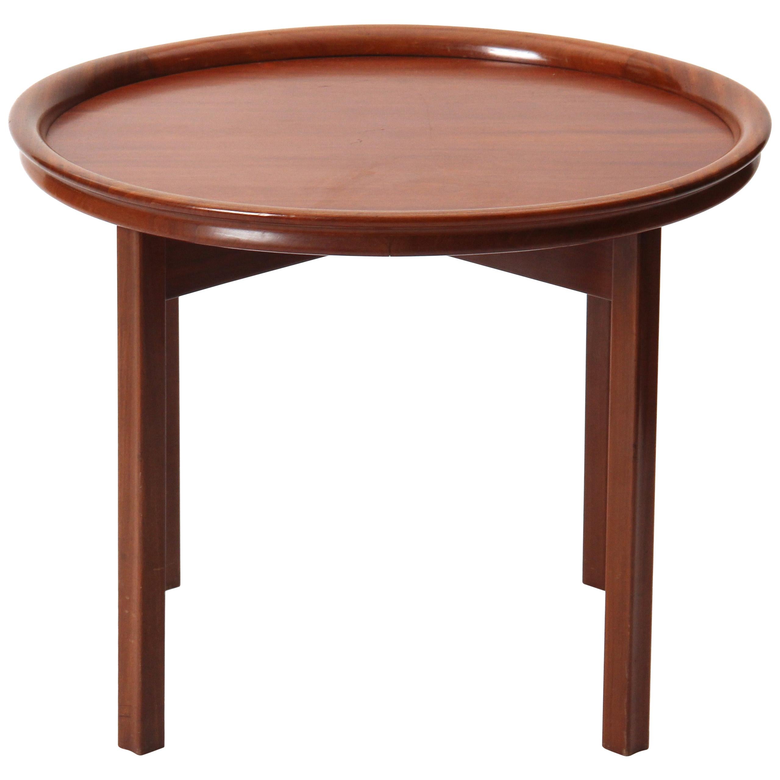 Round Mahogany Side Table Attributed to Ole Wanscher