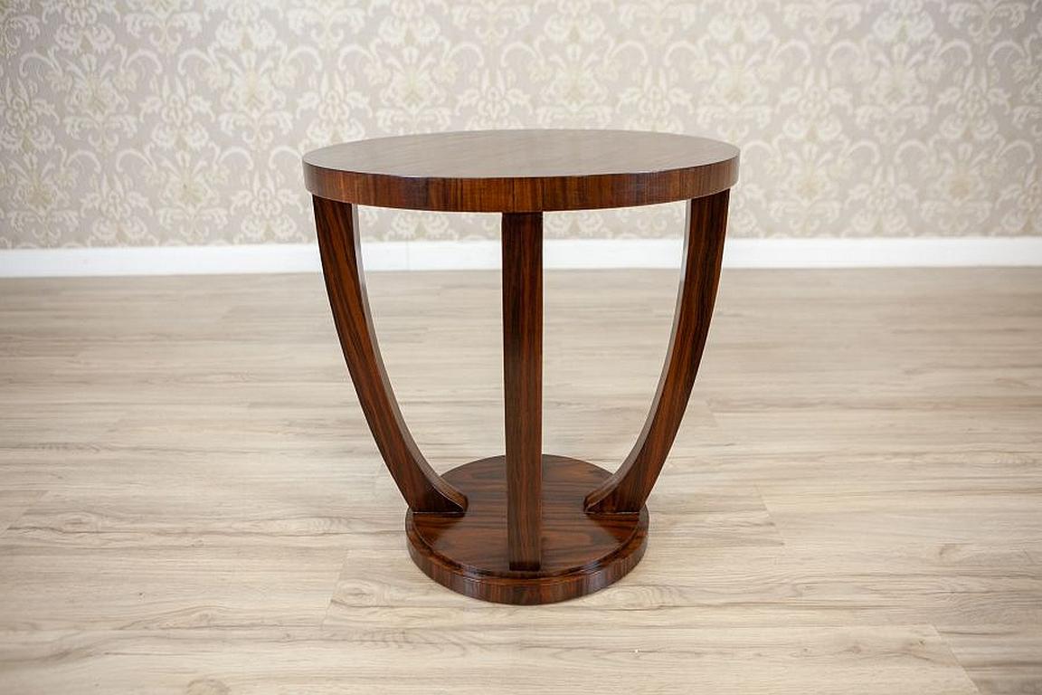 European Round Mahogany Side Table From the Late 20th Century Stylized as Art Deco For Sale