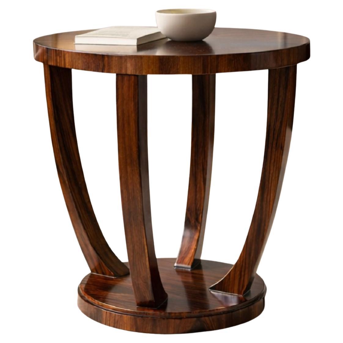 Round Mahogany Side Table From the Late 20th Century Stylized as Art Deco