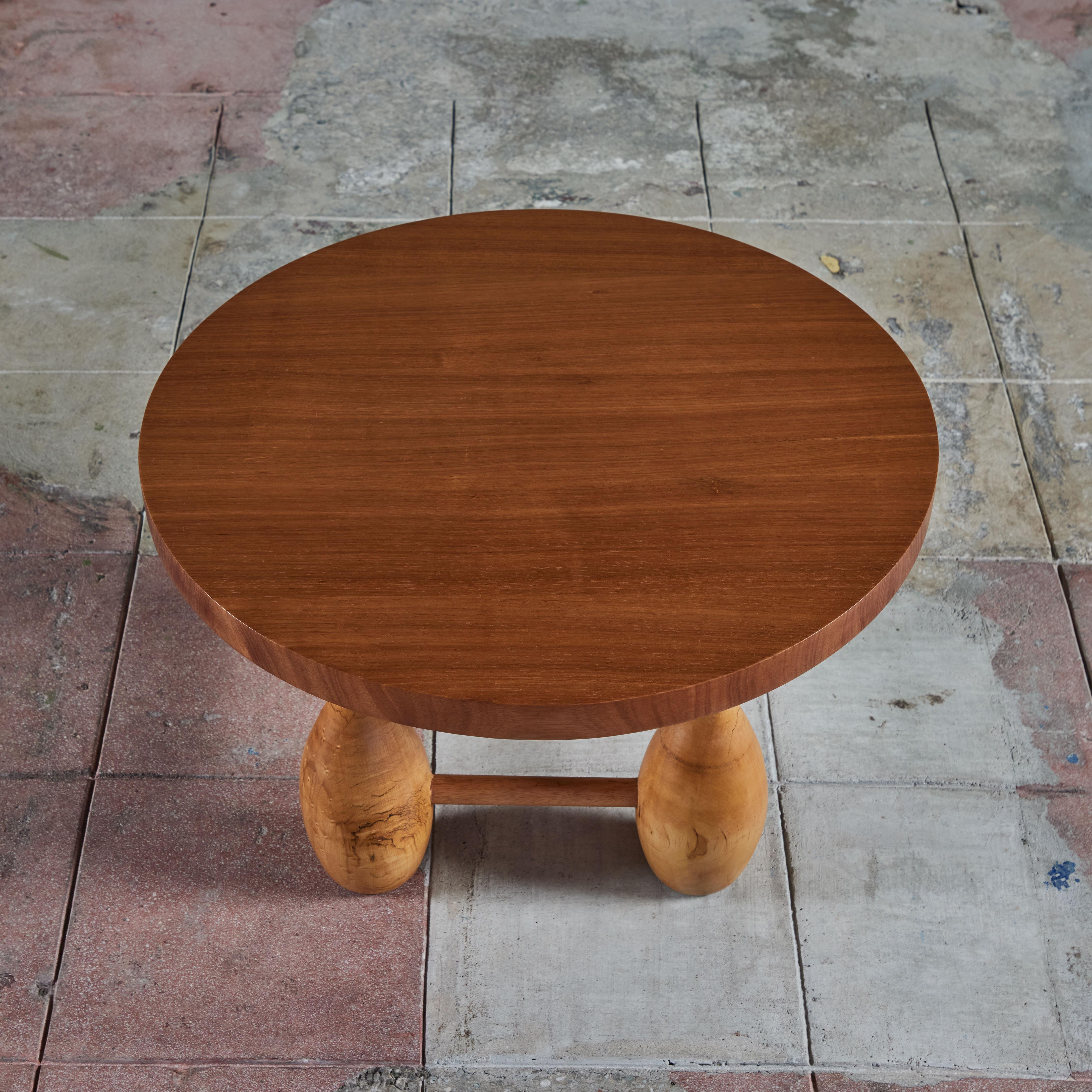 Round Mahogany Side Table with Oversized Curvy Legs For Sale 2