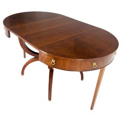 Round Mahogany Single Pedestal Drum to Duning Table w/ 2 Extension Boards Mint