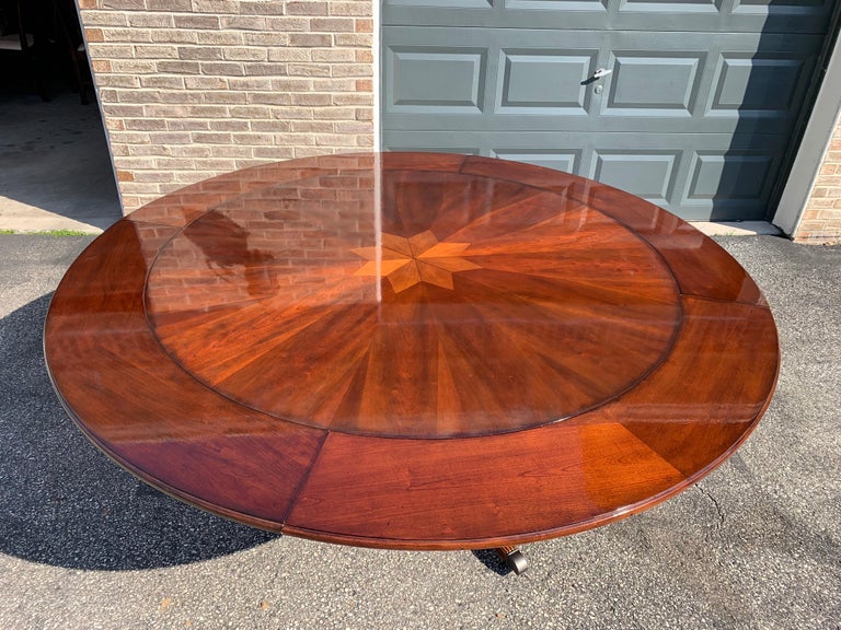 Round Mahogany Solid Wood Pedestal Dining Table with Perimeter Leaves 5