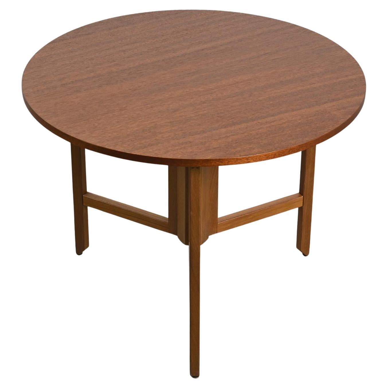 Round mahogany table by André Sornay, Meubles Sornay 1960 For Sale