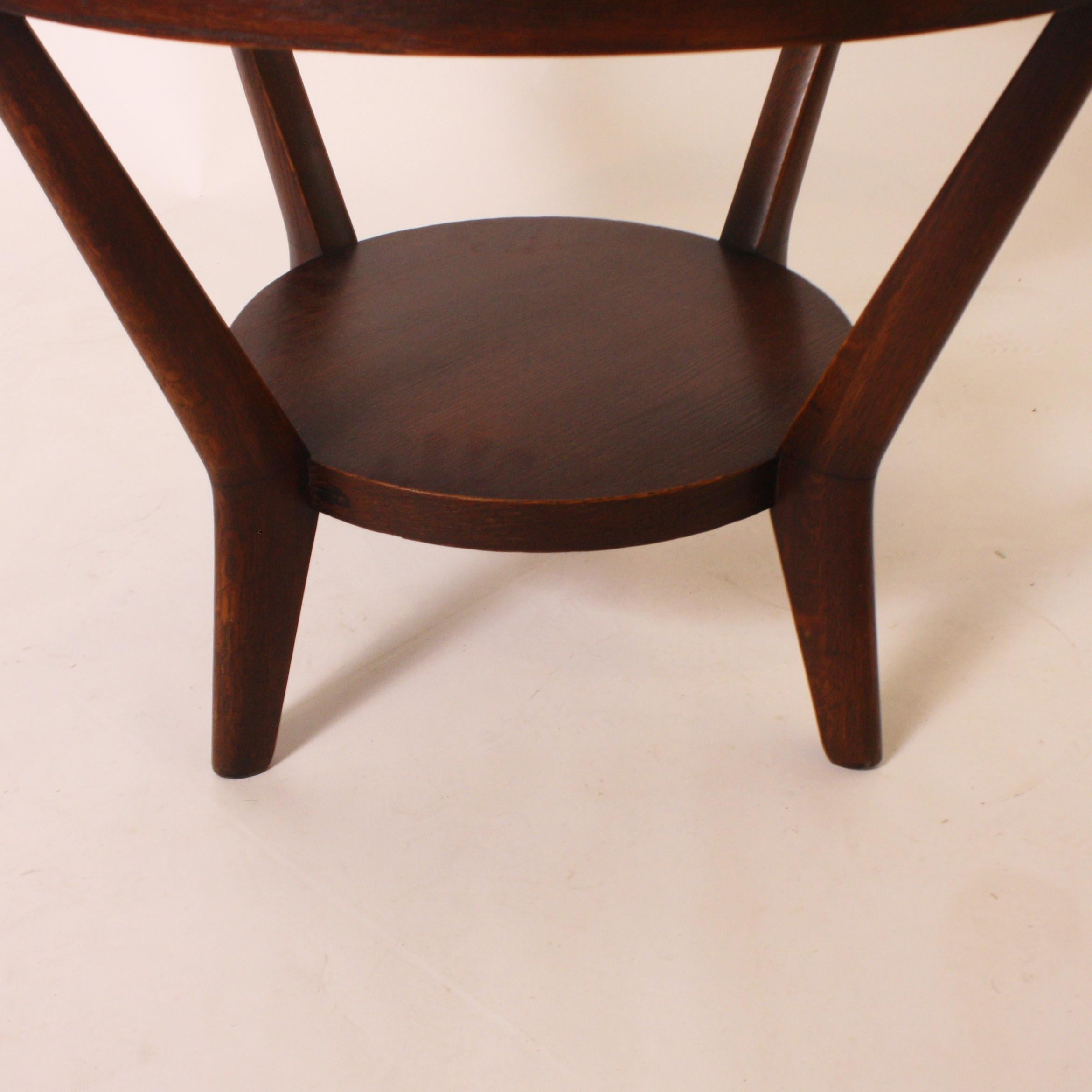 Round Mahogany Table with Glass Top, circa 1950 2