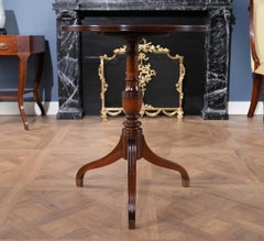 Round Mahogany Table with Reeded Edge