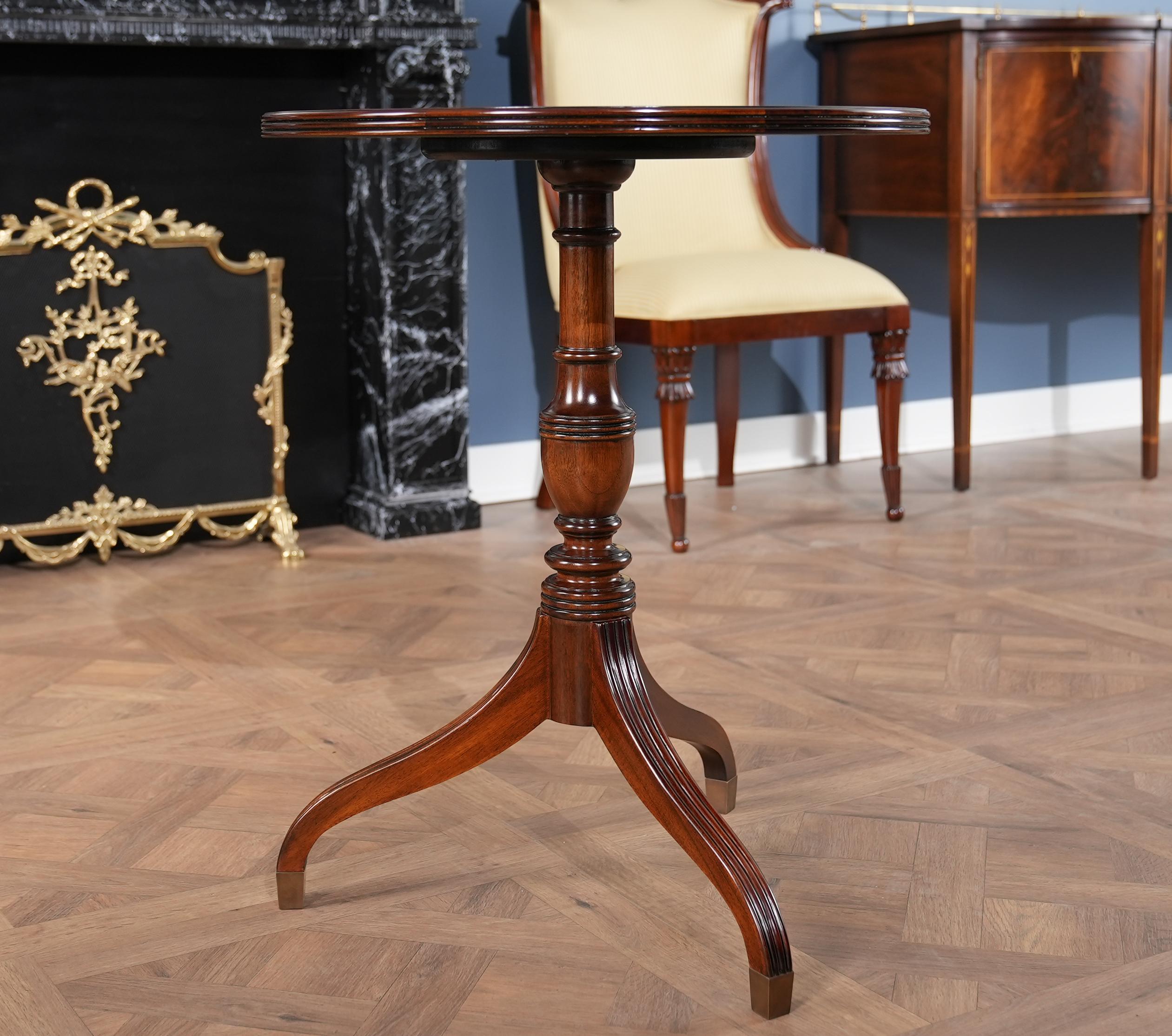 Renaissance Round Mahogany Table with Reeded Edge For Sale