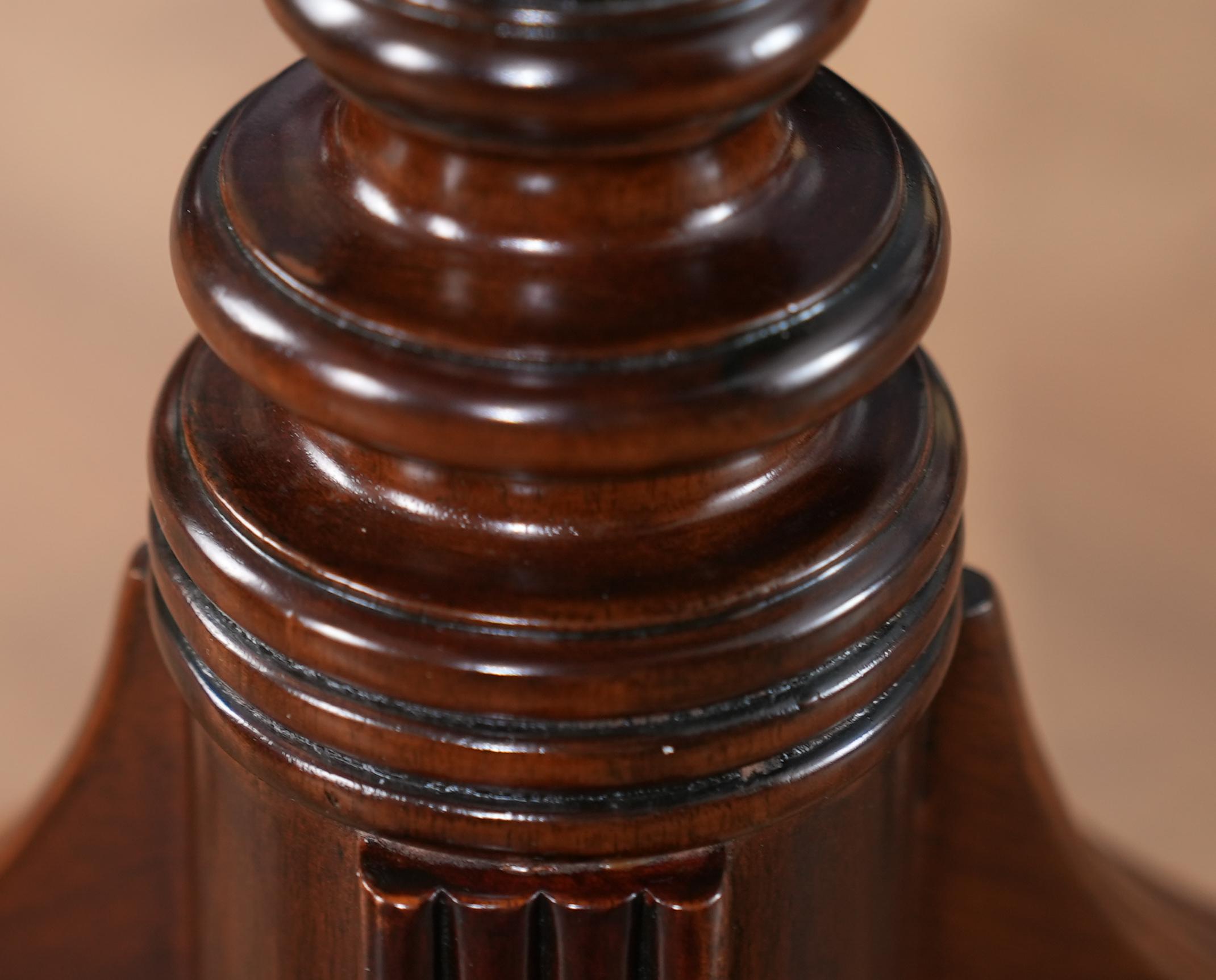 Contemporary Round Mahogany Table with Reeded Edge For Sale