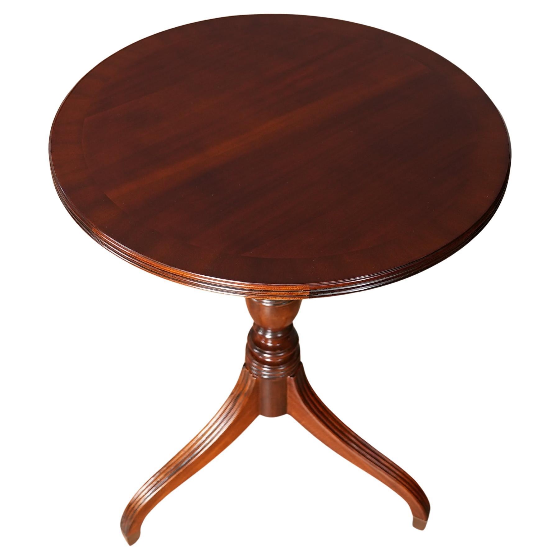Round Mahogany Table with Reeded Edge For Sale