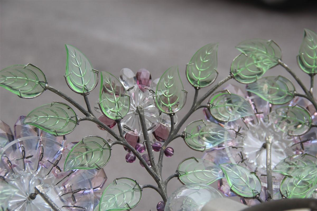 Round Crystal Style Chandelier Green Violet French Midcentury Design, 1950s For Sale 6