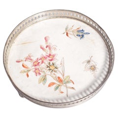 Round Majolica Tray in Glazed Ceramic