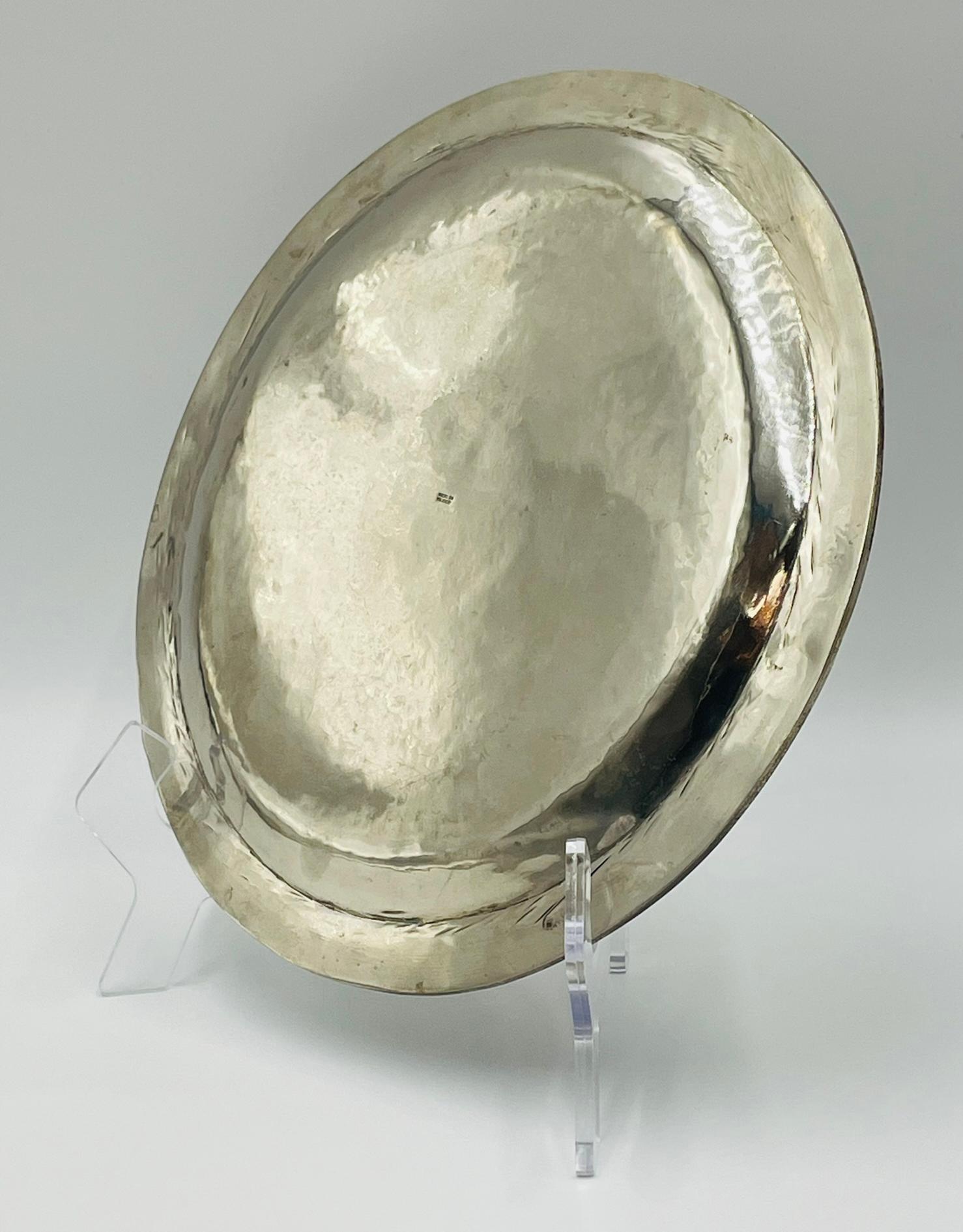 Vassoio rotondo in malachite e placca d'argento, Messico, anni '50, nello stile di Los Castill in vendita 2