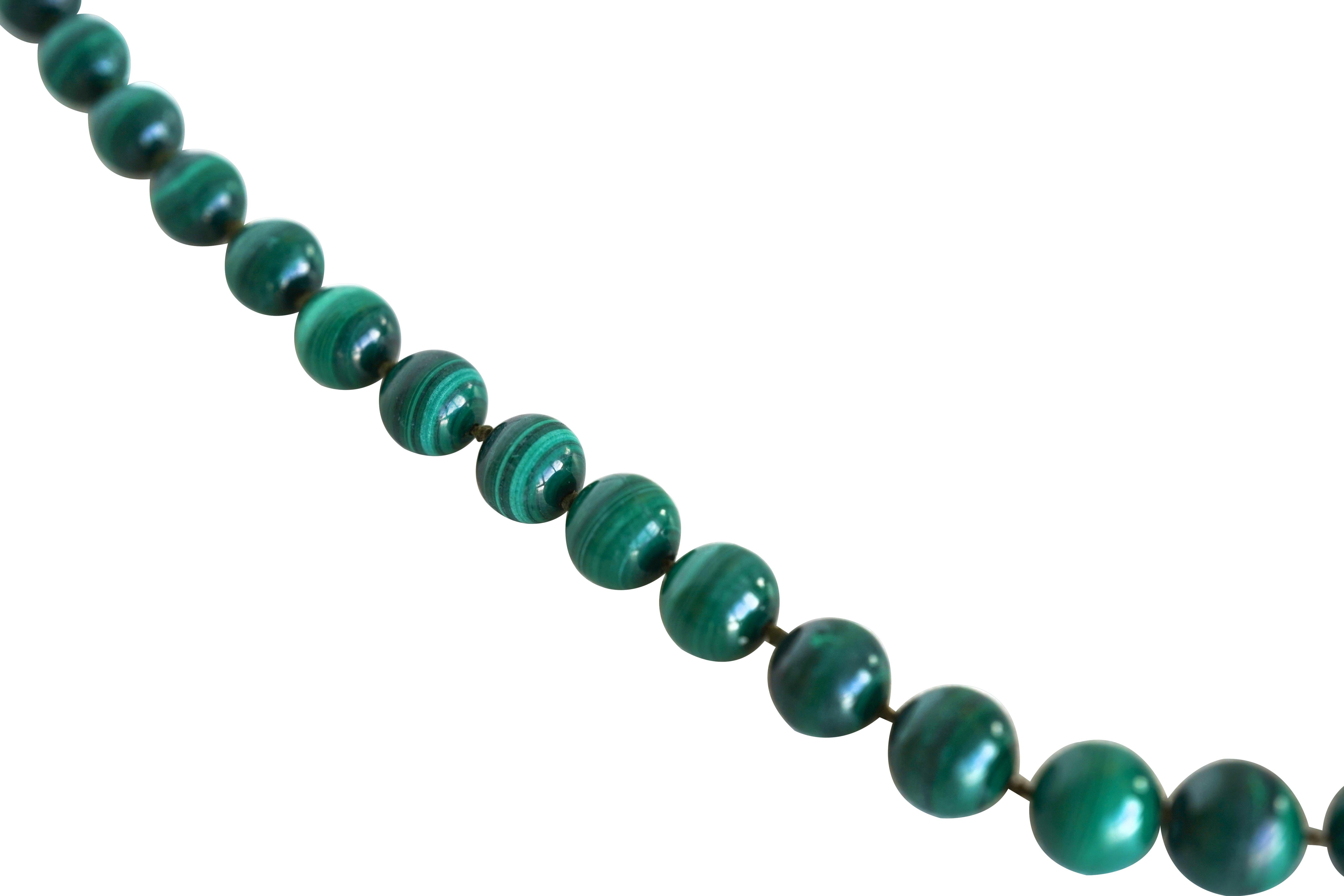 Modern Round Malachite Beaded Necklace For Sale
