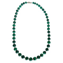 Vintage Round Malachite Beaded Necklace