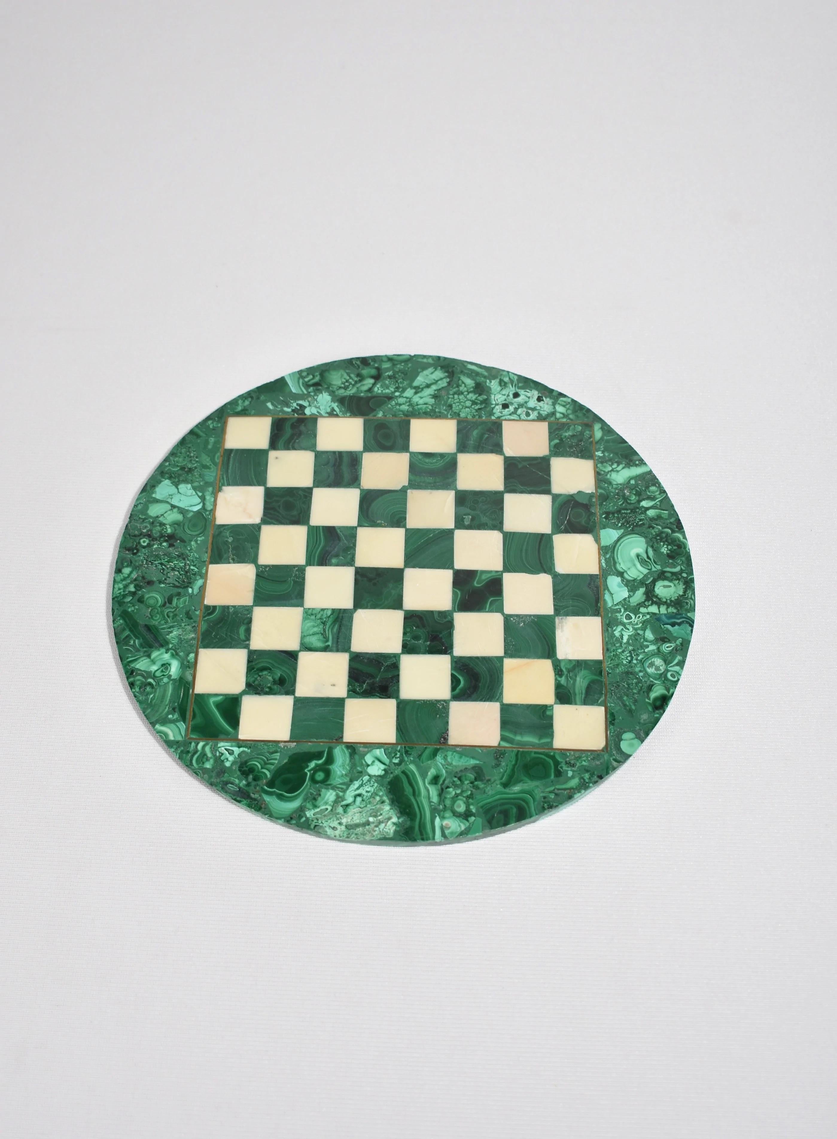 Jeu d'échecs rond en malachite Bon état à Richmond, VA