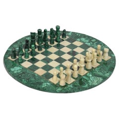 Jeu d'échecs rond en malachite