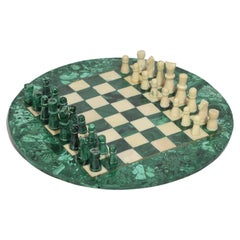 Round Malachite Chess Set