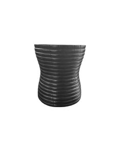 Round Mango Wood Side Table, Burnt Finish, Carved Detailing, Modern Organic