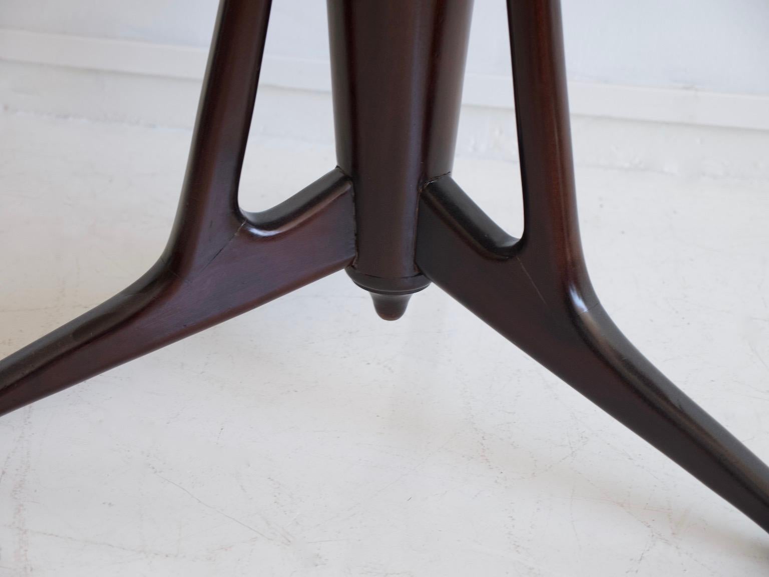 Round Marble and Ebonized Wood Dining Table 1