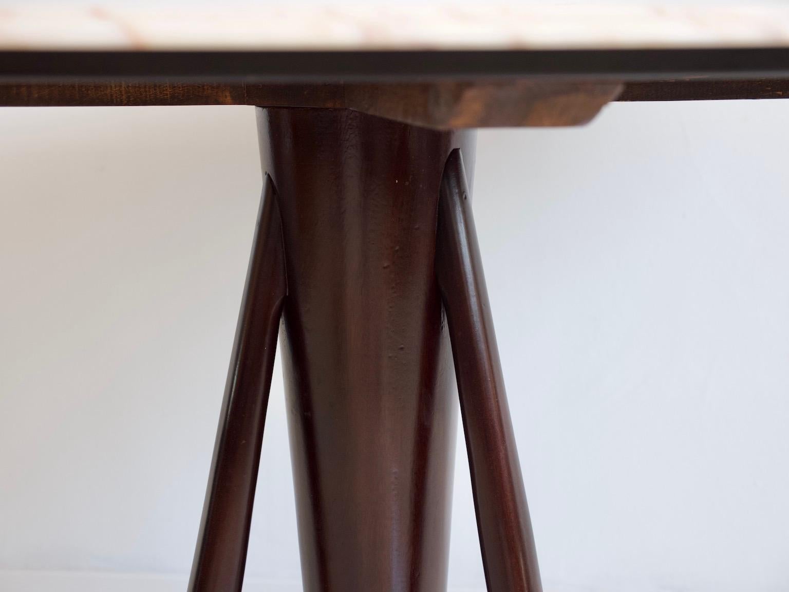 Round Marble and Ebonized Wood Dining Table 2