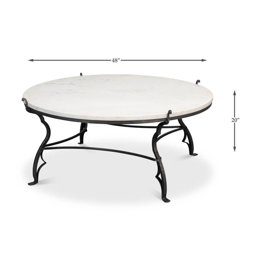 Round Marble and Iron Coffee Table For Sale 6