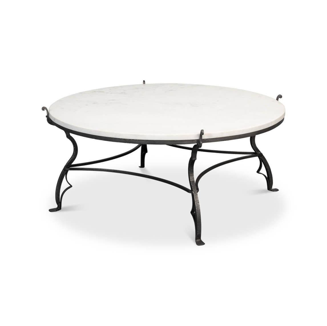 Round Marble and Iron Coffee Table In New Condition For Sale In Westwood, NJ