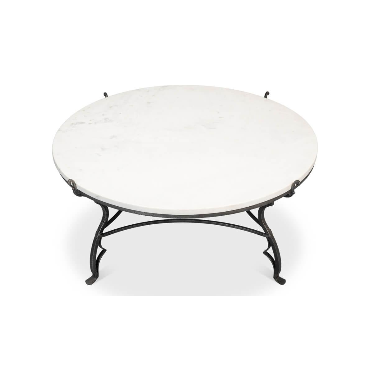 Contemporary Round Marble and Iron Coffee Table For Sale