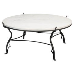 Round Marble and Iron Coffee Table