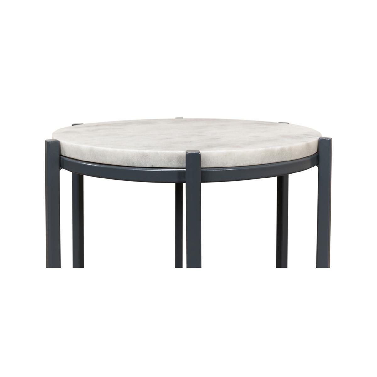 Fer Table d'appoint ronde en marbre et fer en vente