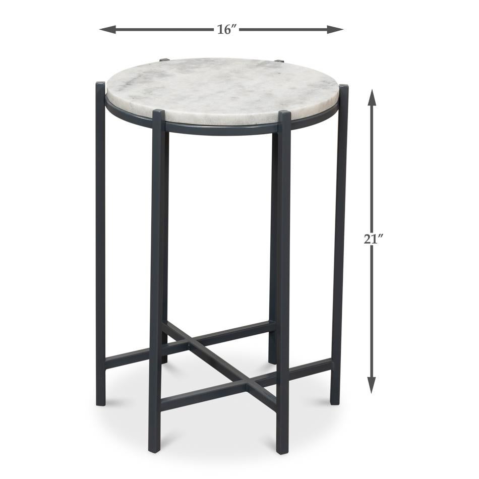 Round Marble and Iron Side Table For Sale 2