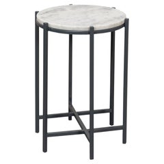 Round Marble and Iron Side Table