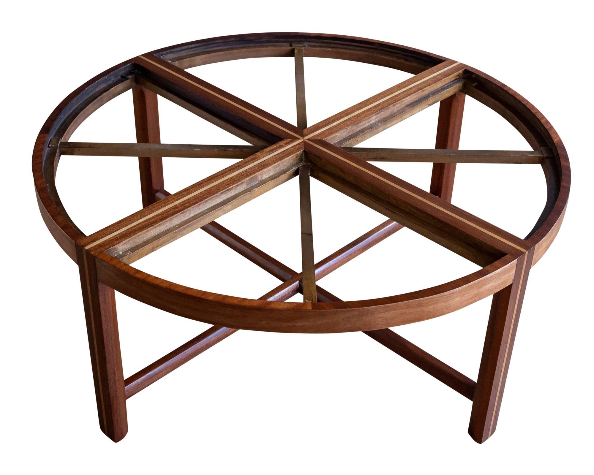 Round Marble and Mahogany Coffee Table by Tommi Parzinger for Charak Modern 5