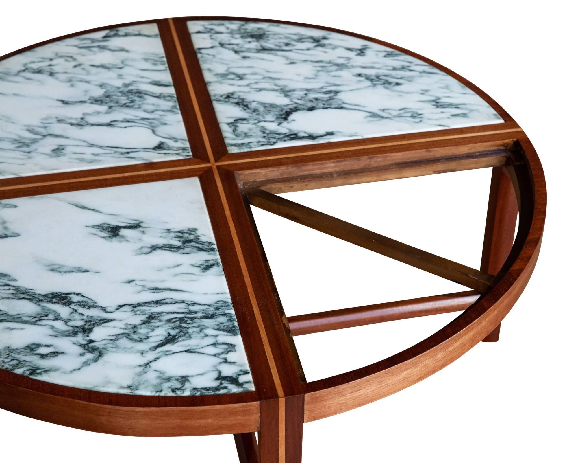 Mid-20th Century Round Marble and Mahogany Coffee Table by Tommi Parzinger for Charak Modern