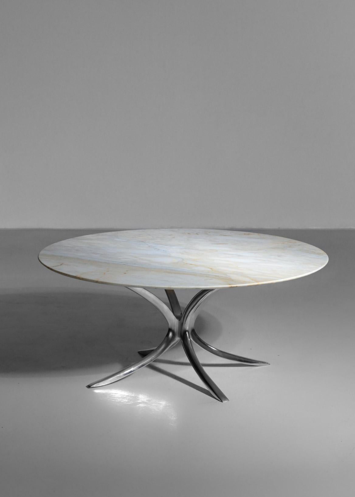 European Round Marble Coffee Table, 1960s For Sale