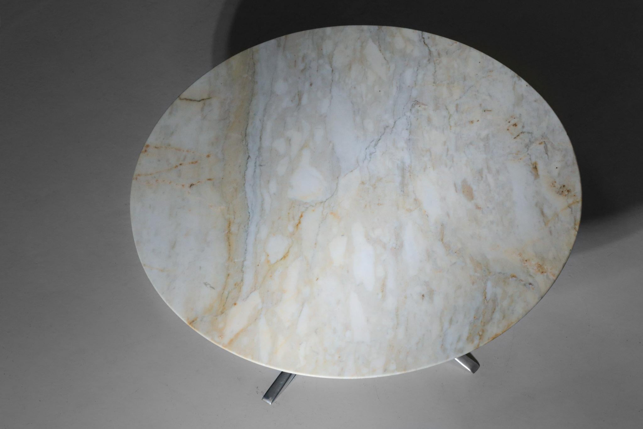 Round Marble Coffee Table, 1960s In Good Condition For Sale In Ternay, Auvergne-Rhône-Alpes