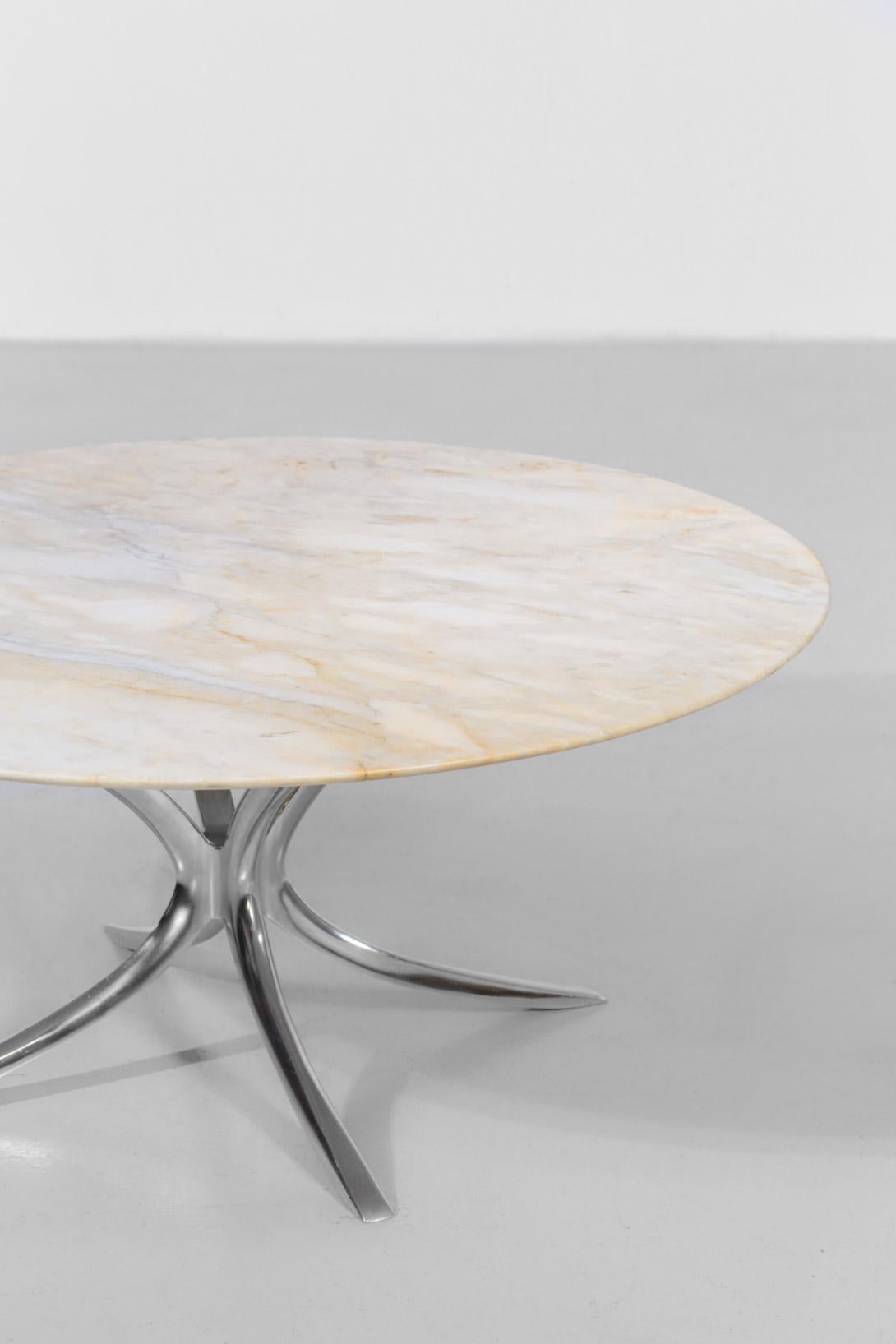 Mid-20th Century Round Marble Coffee Table, 1960s For Sale