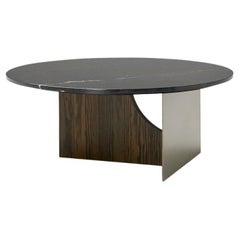 Round Marble Coffee Table in Custom Wood and Metal Finishes
