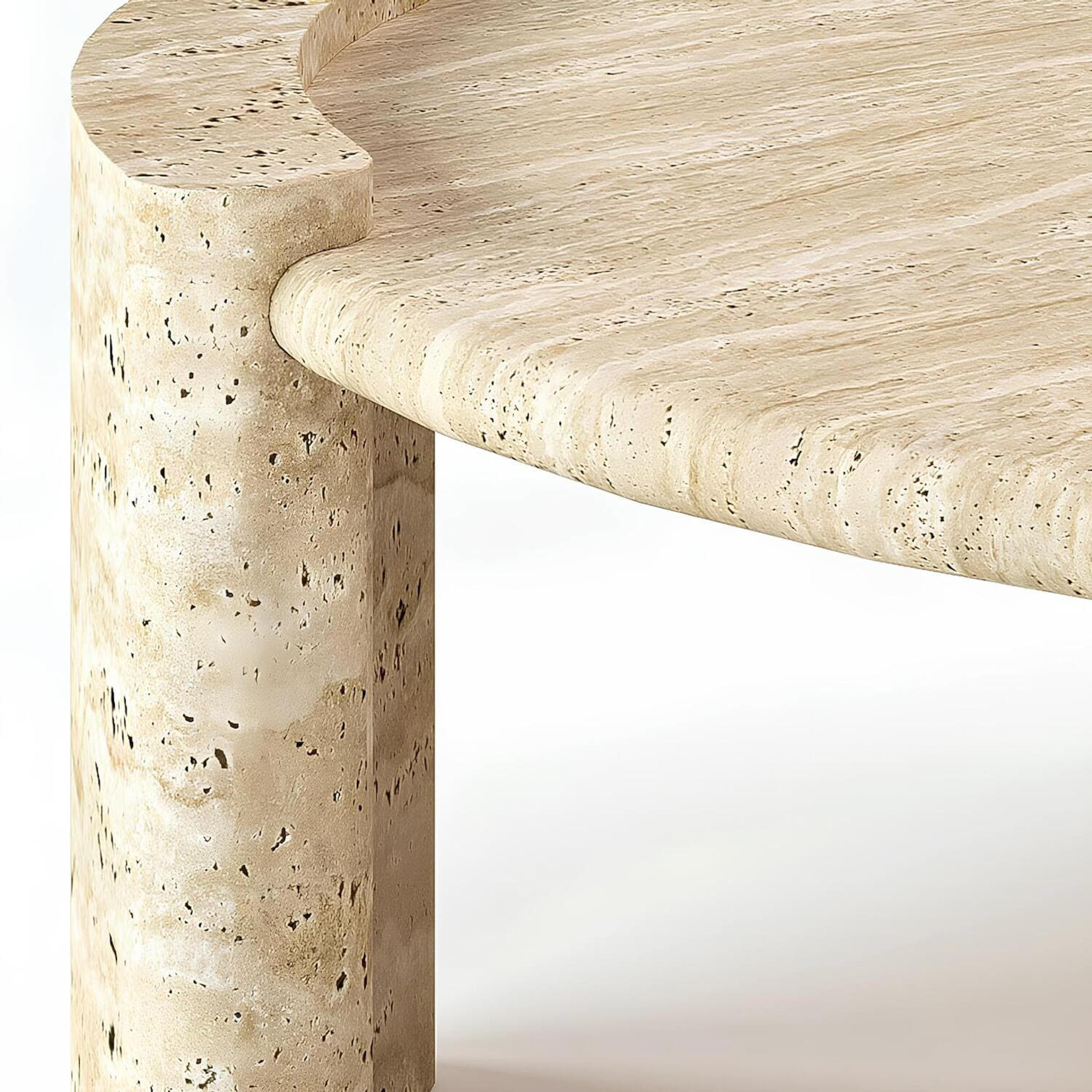 Turkish Round Marble Coffee Table, Travertine Coffee Table, Stone Center Table For Sale